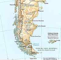 Mapa de la Patagonia Argentina.